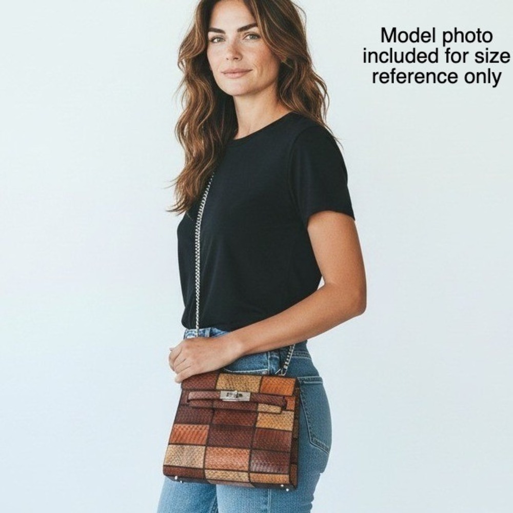 Miu Miu Python Patchwork Top Handle Crossbody Bag Brown - Picture 2 of 14